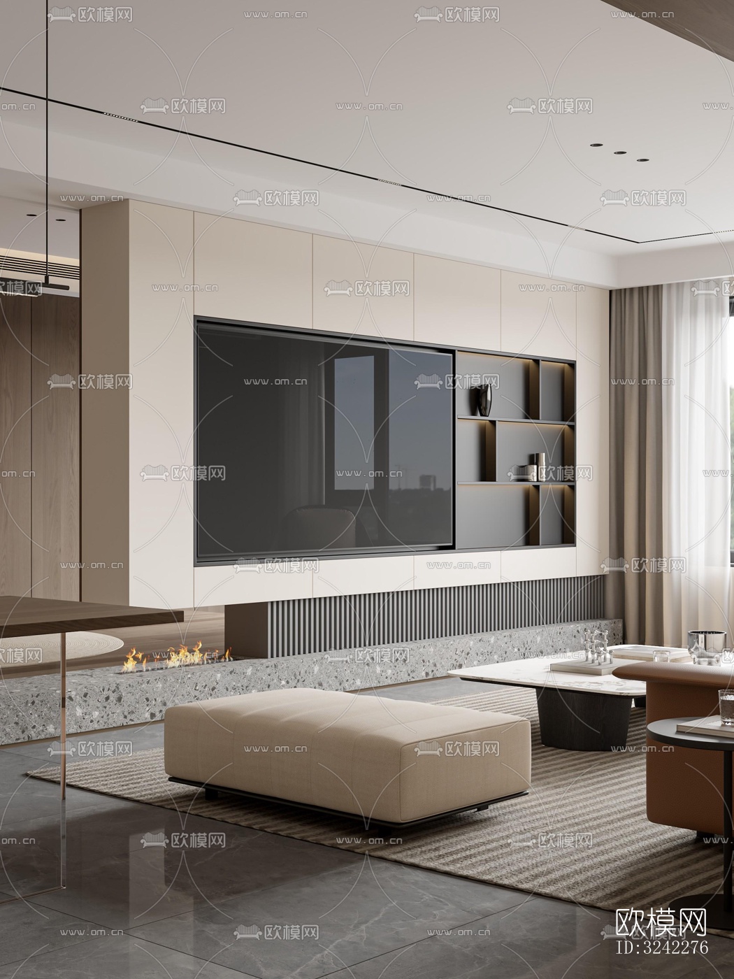 现代客餐厅效果图下载（渲染图3）