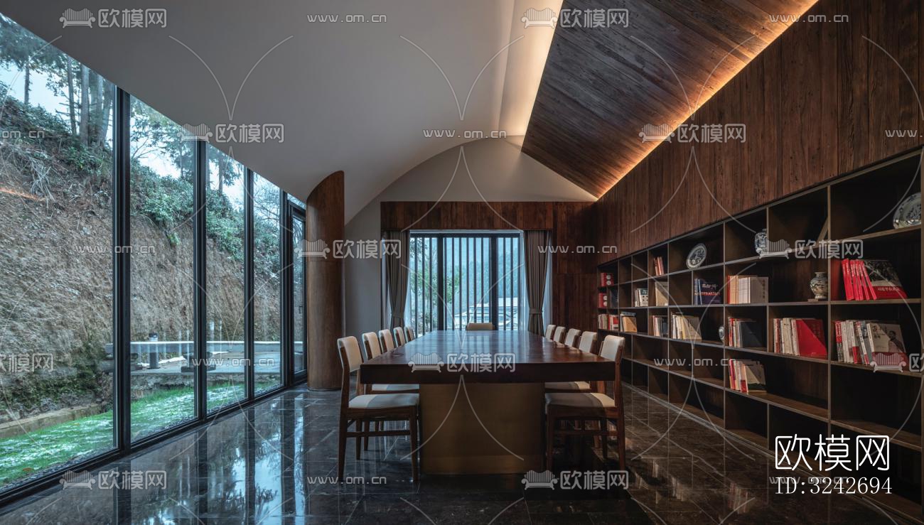 新中式中餐厅效果图下载（渲染图7）