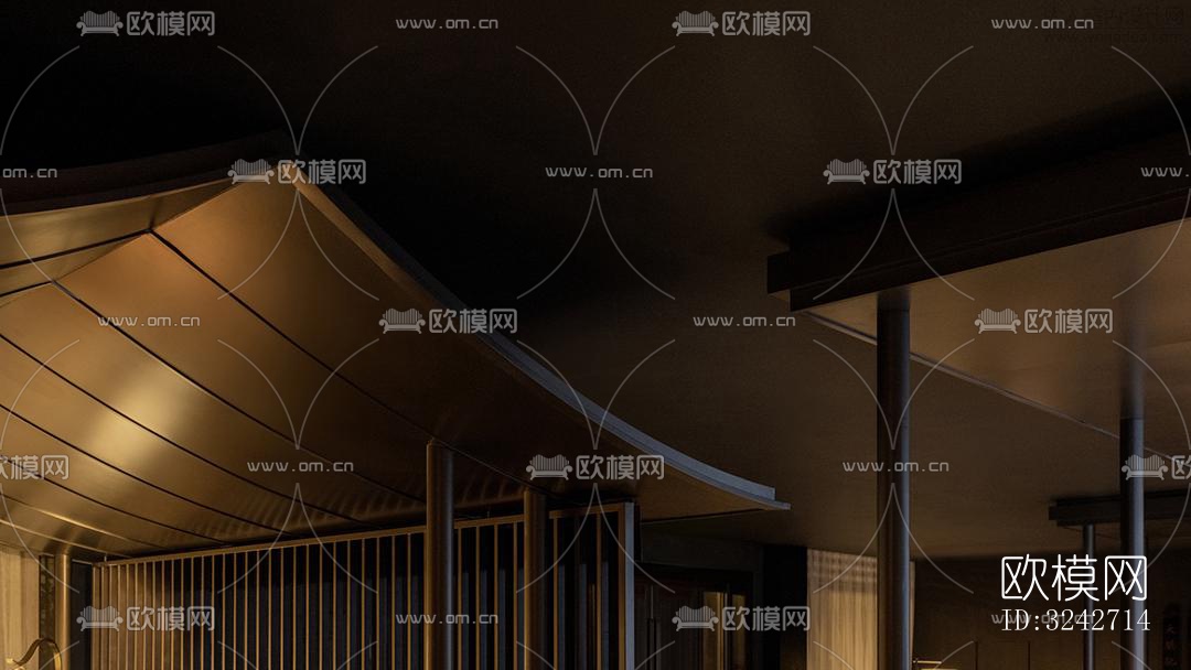 新中式中餐厅效果图下载（渲染图10）