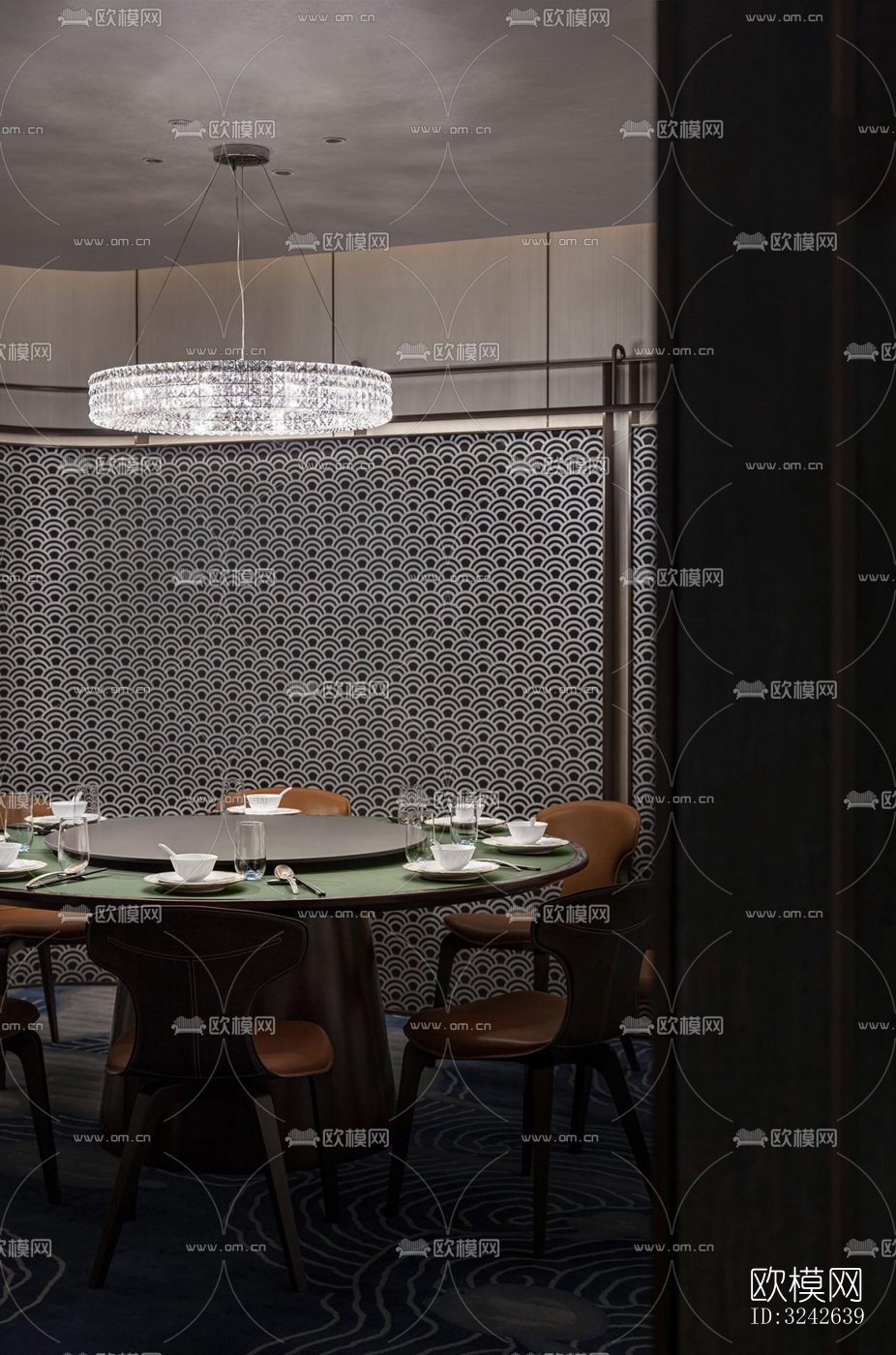 新中式中餐厅效果图下载（渲染图5）