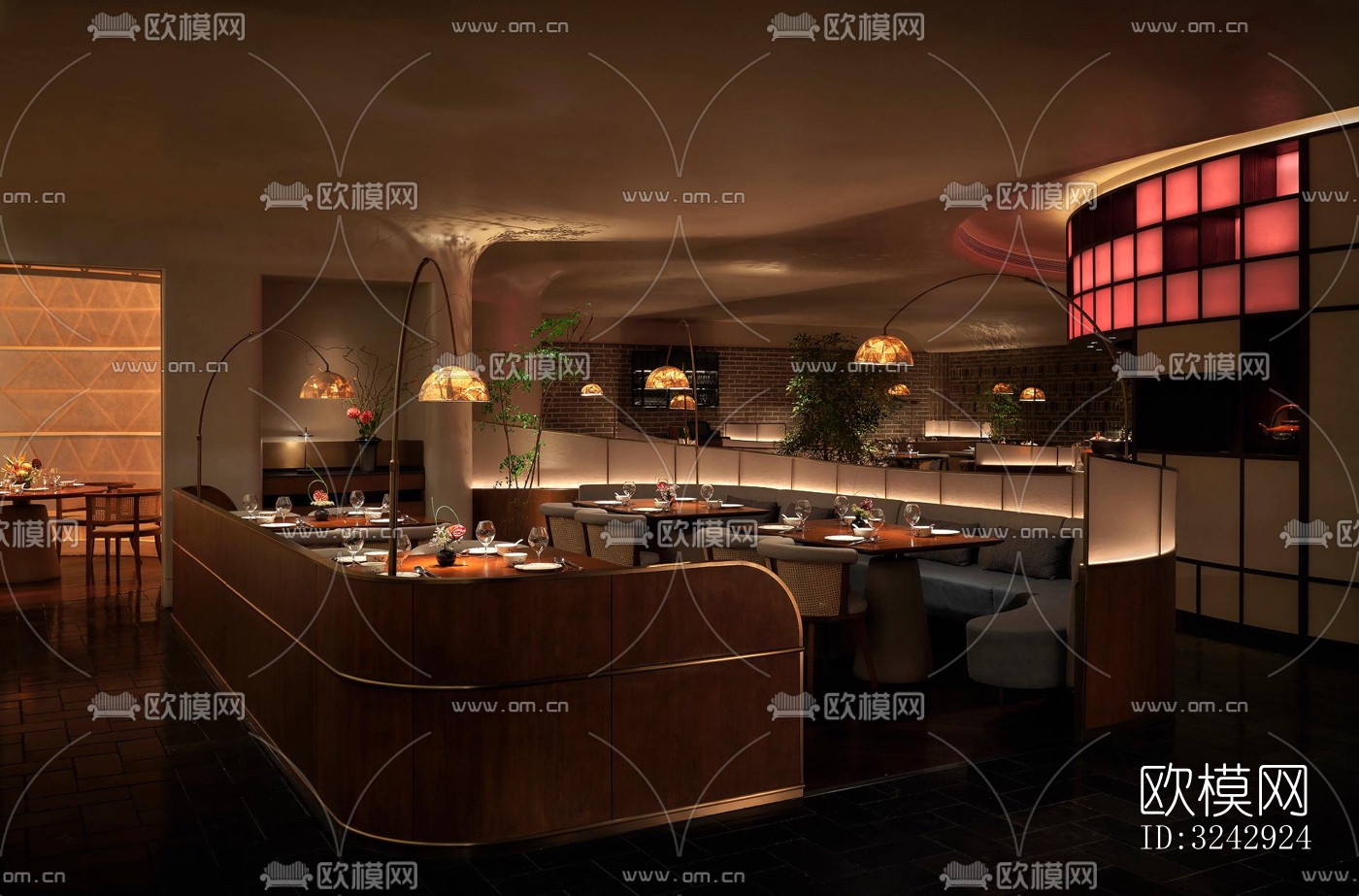 现代中餐厅效果图下载（渲染图4）