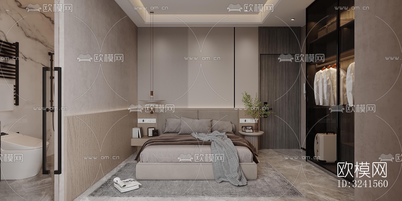 新中式经理室效果图下载（渲染图8）