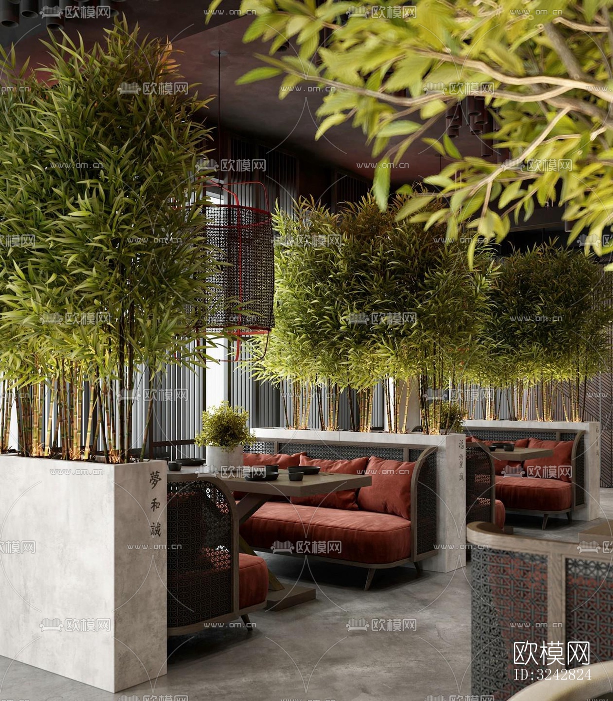 新中式中餐厅效果图下载（渲染图4）