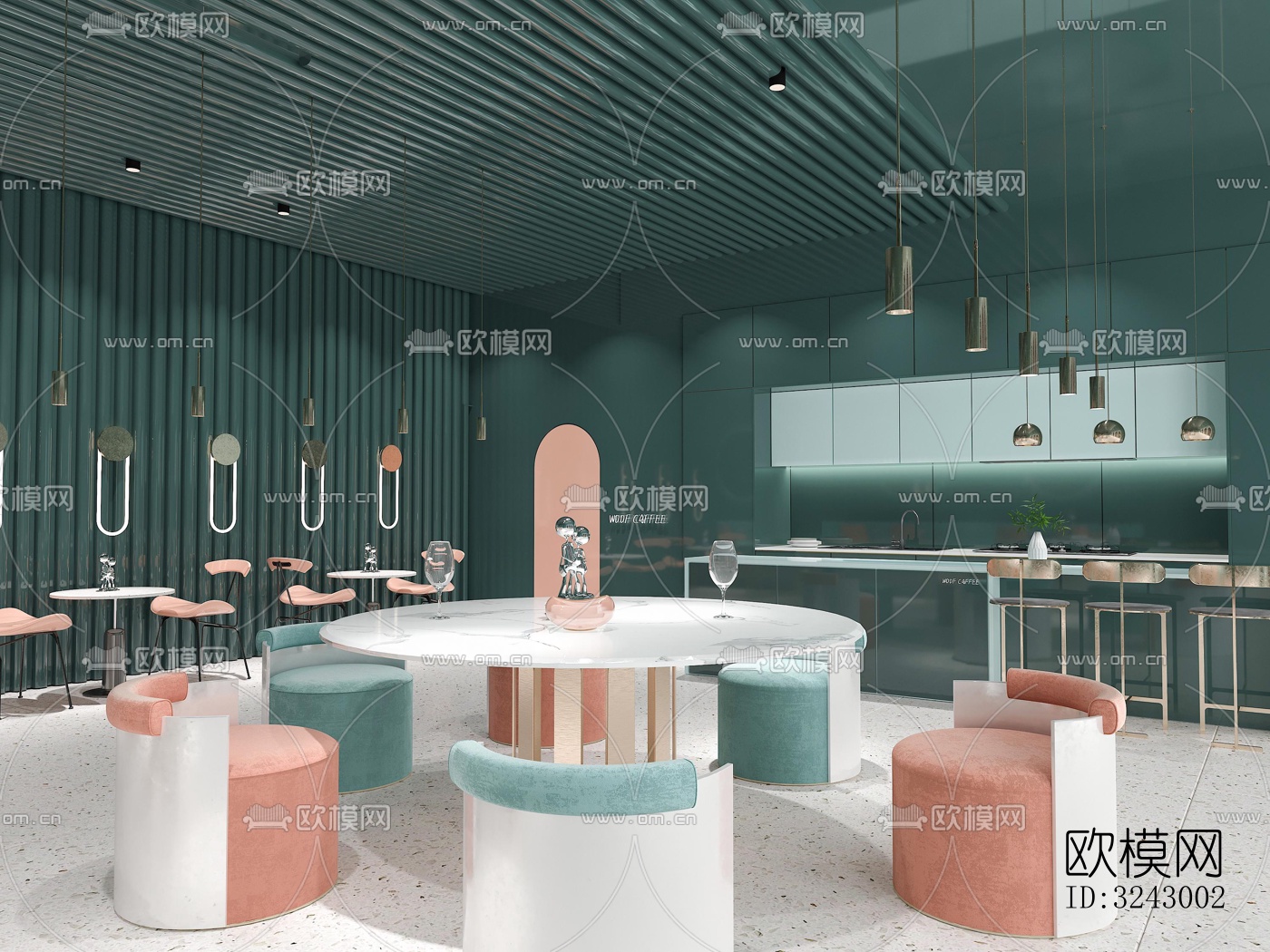 北欧咖啡奶茶效果图下载（渲染图11）