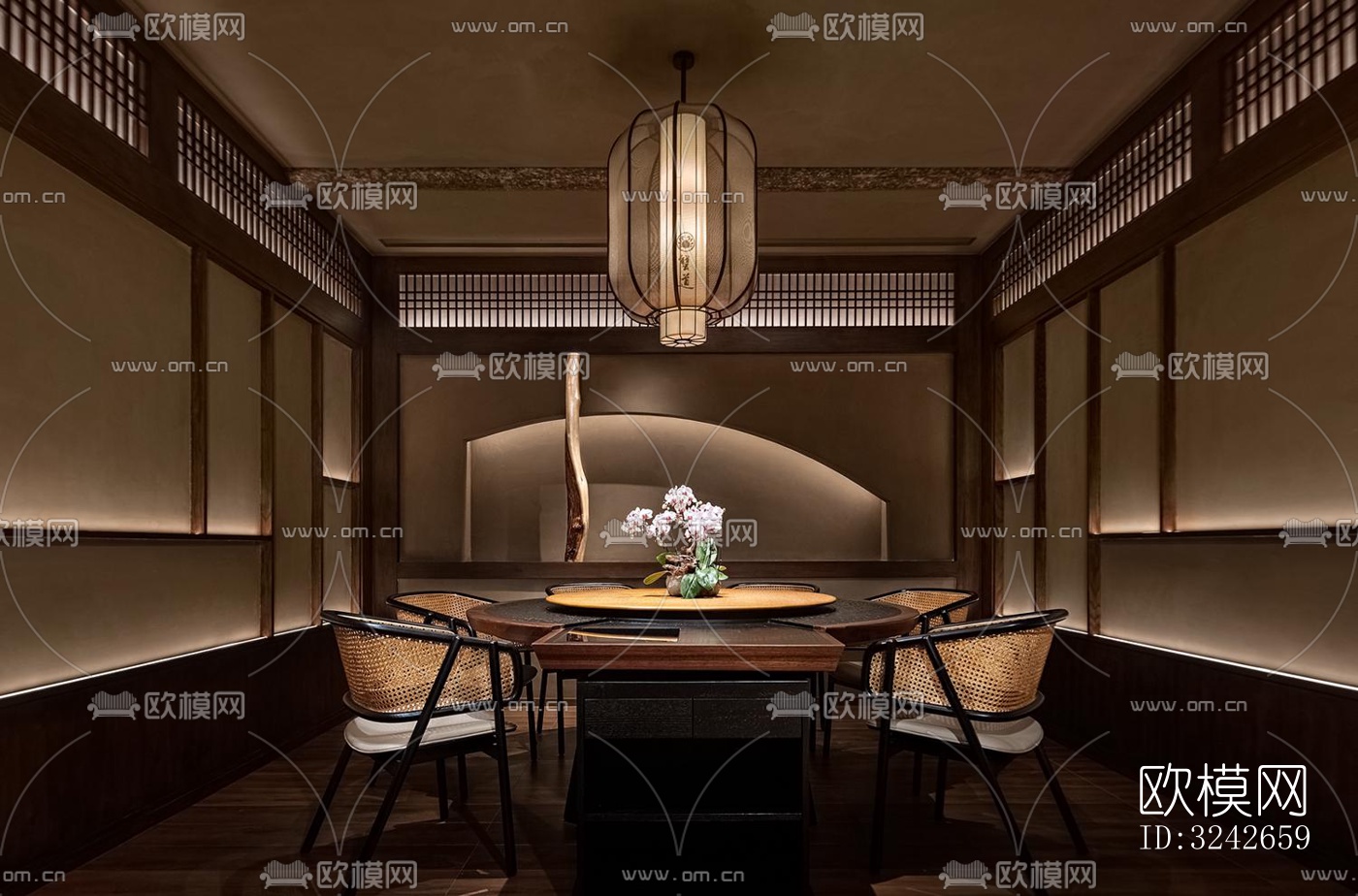 新中式中餐厅效果图下载（渲染图14）