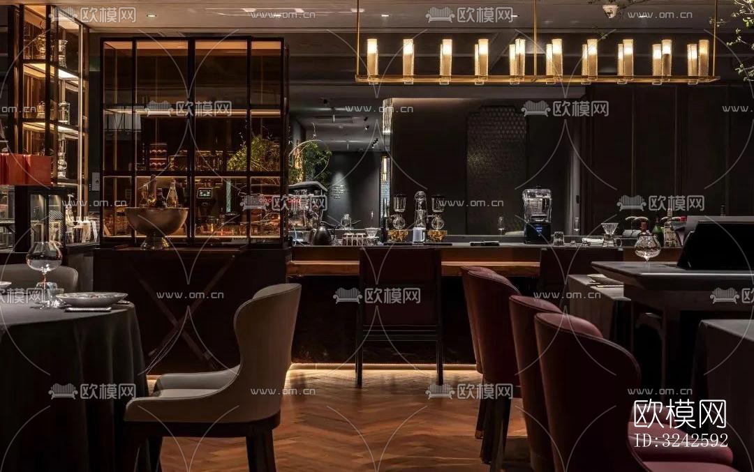 新中式中餐厅效果图下载（渲染图6）