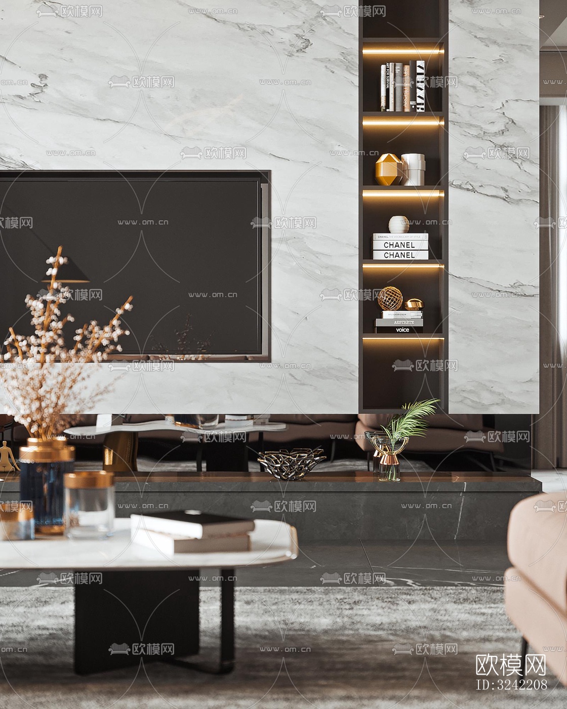 现代客餐厅效果图下载（渲染图12）