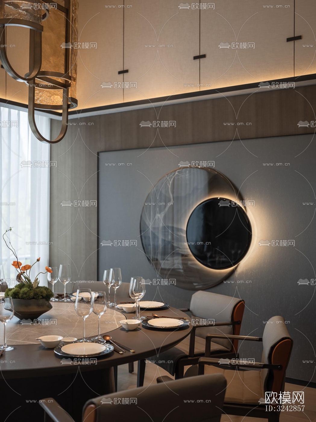 新中式中餐厅效果图下载（渲染图10）