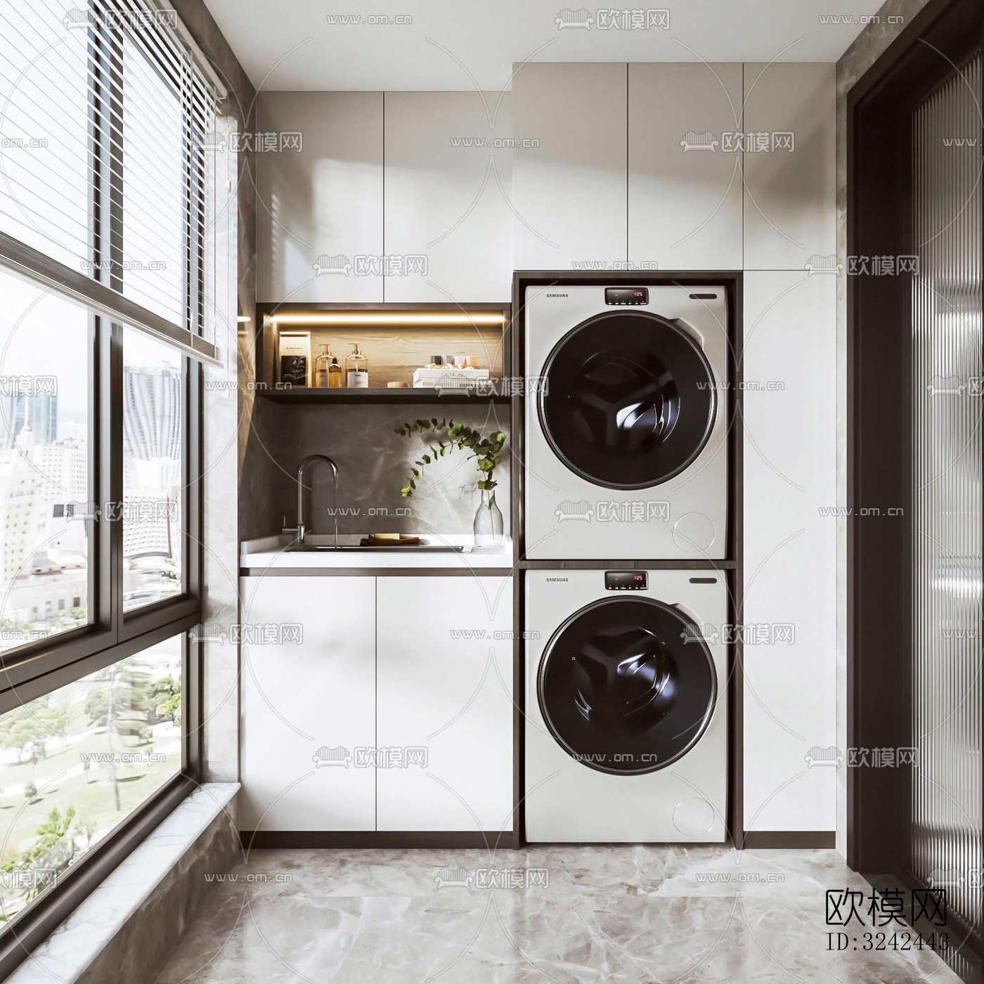 现代阳台花园效果图下载（渲染图1）