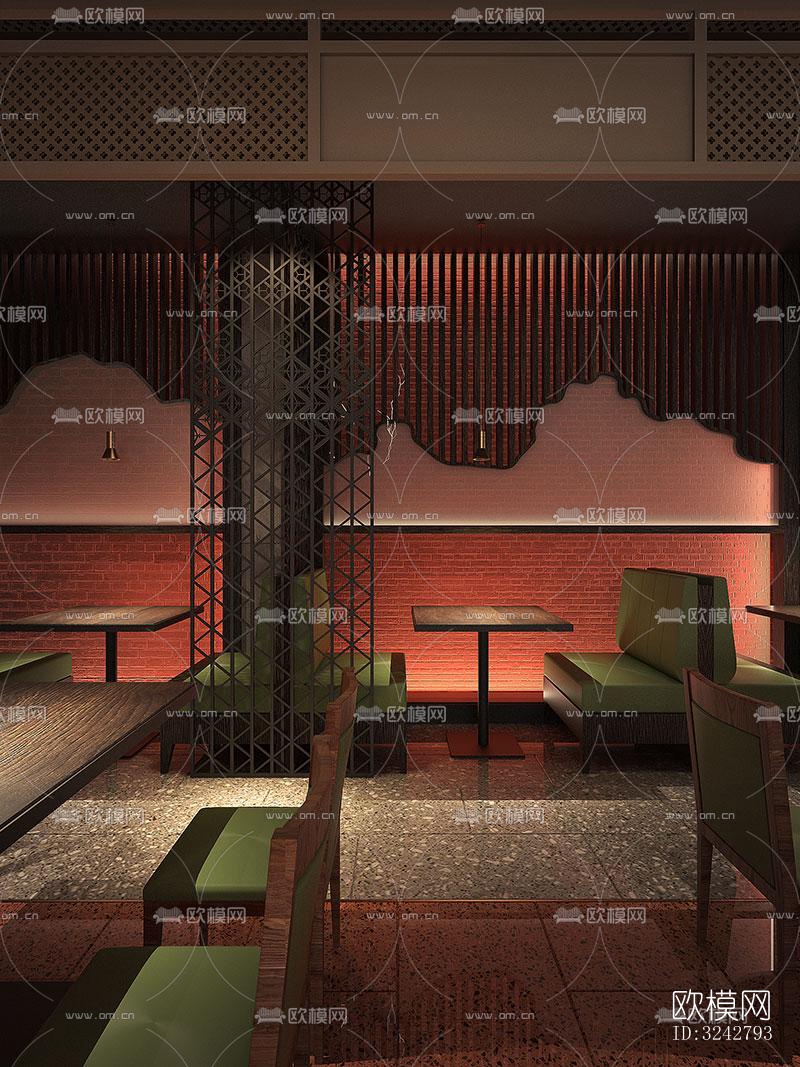 新中式中餐厅效果图下载（渲染图2）