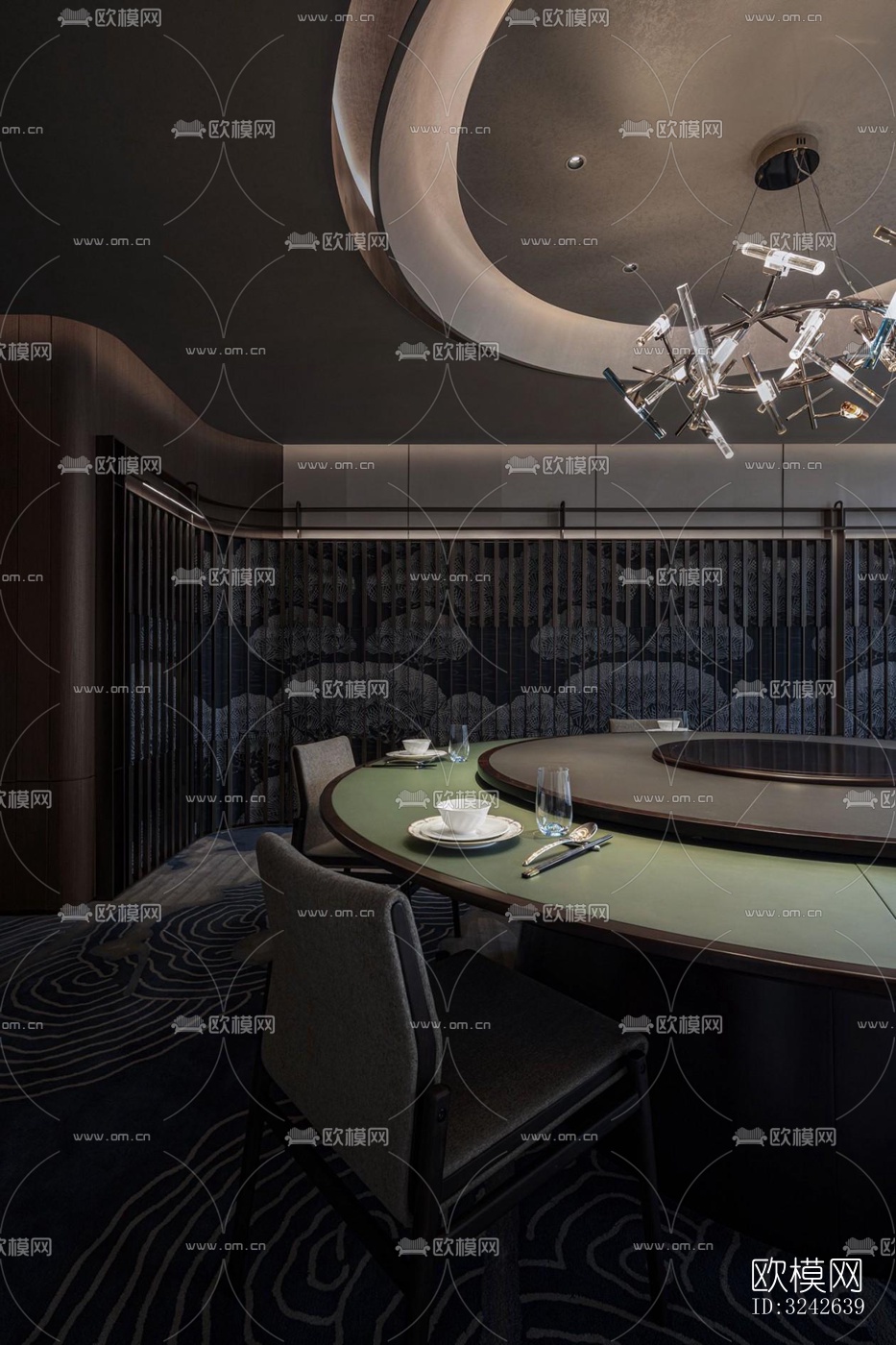 新中式中餐厅效果图下载（渲染图17）