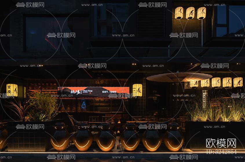 新中式中餐厅效果图下载（渲染图18）