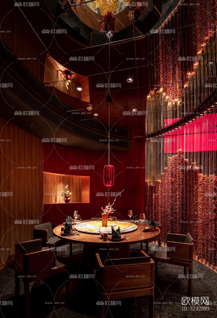 新中式中餐厅效果图下载（渲染图9）