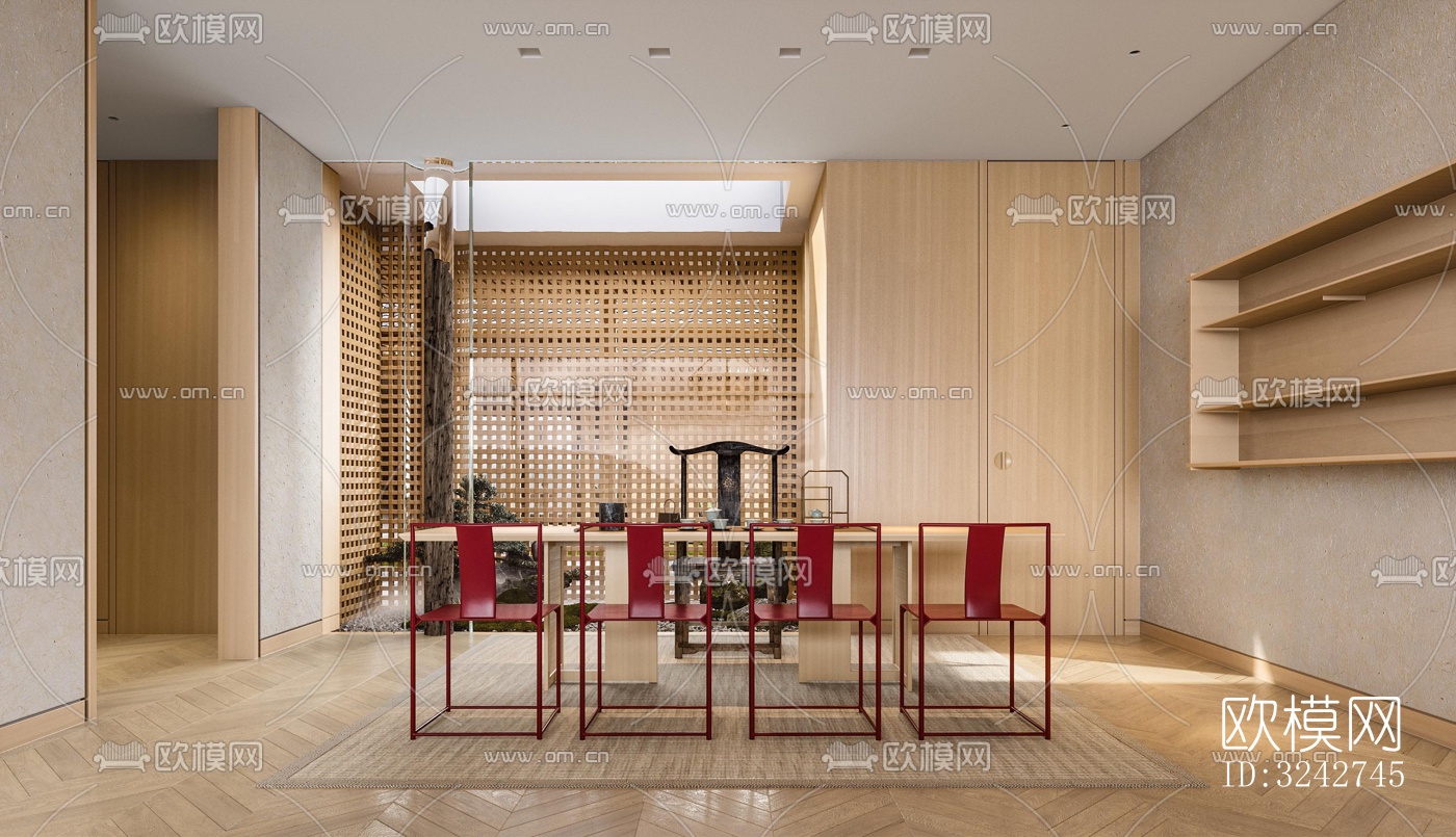 新中式中餐厅效果图下载（渲染图5）