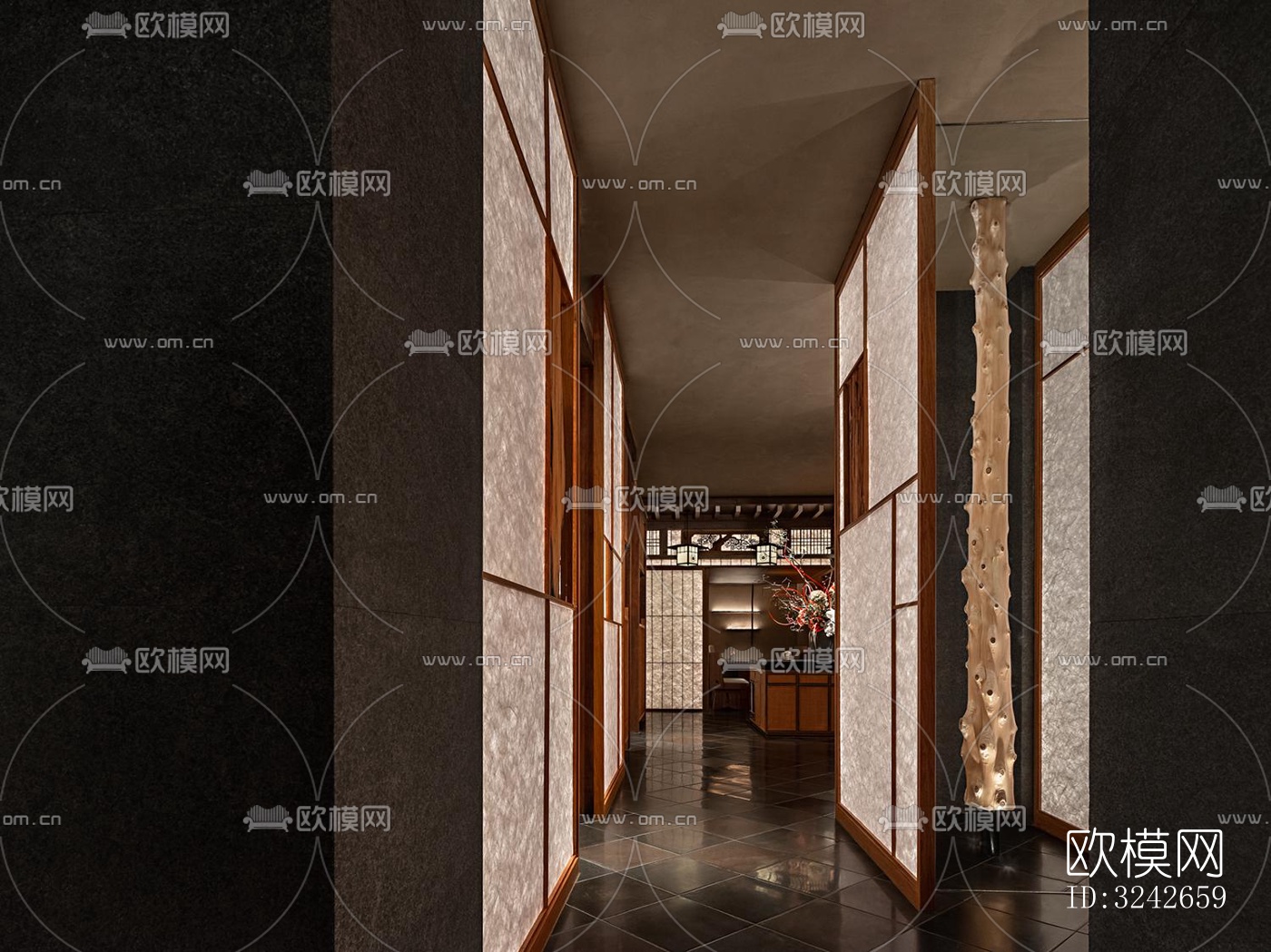 新中式中餐厅效果图下载（渲染图18）