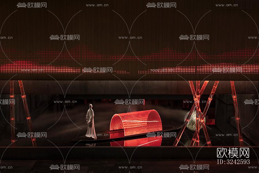 新中式中餐厅效果图下载（渲染图1）