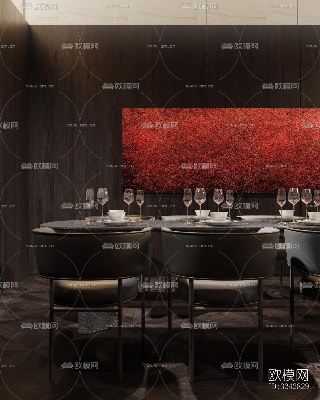 新中式中餐厅效果图下载（渲染图4）