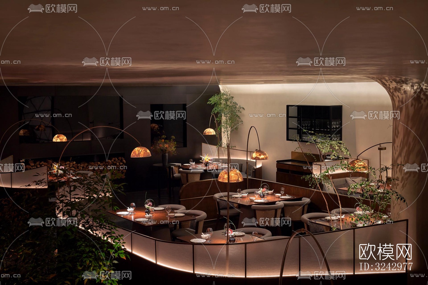现代中餐厅效果图下载（渲染图3）