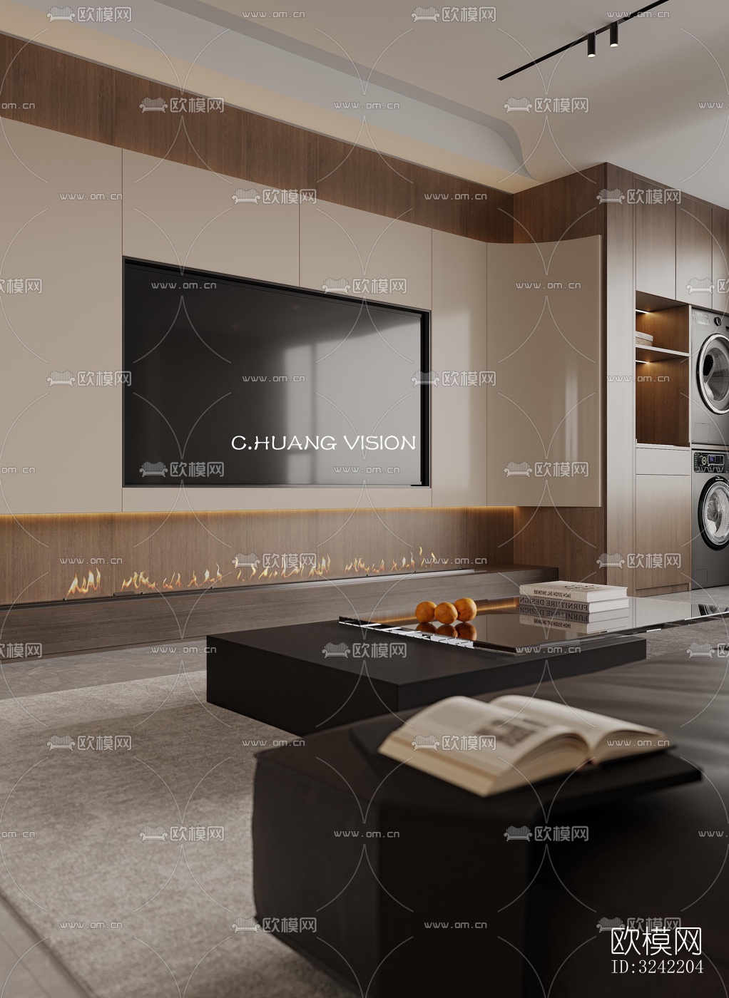 现代客餐厅效果图下载（渲染图1）