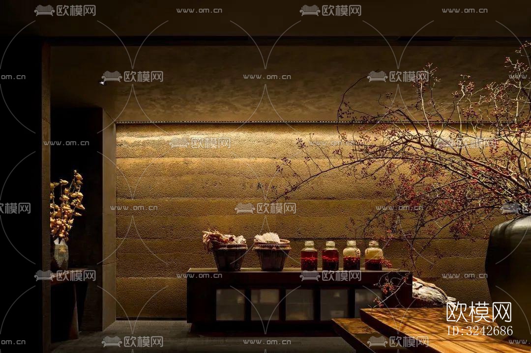 新中式中餐厅效果图下载（渲染图2）