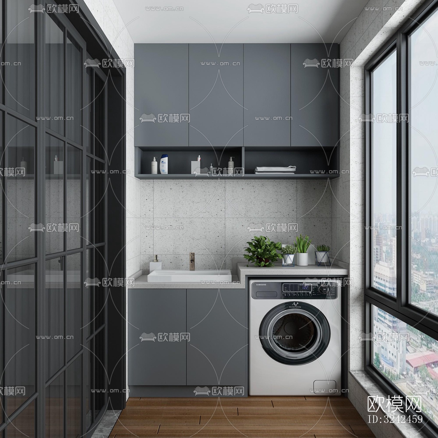 现代阳台花园效果图下载（渲染图3）