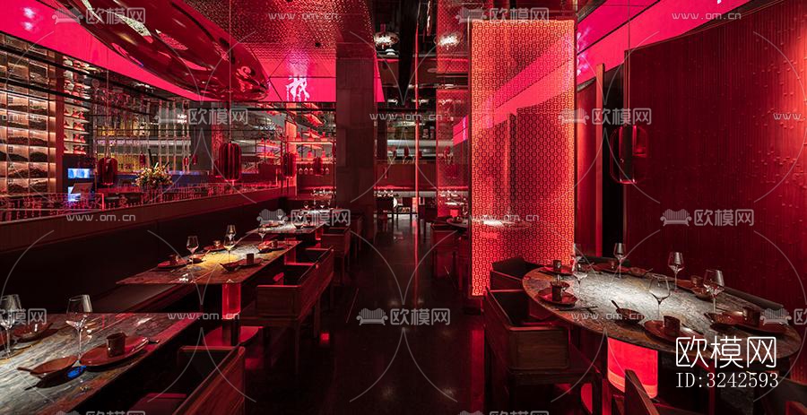 新中式中餐厅效果图下载（渲染图12）