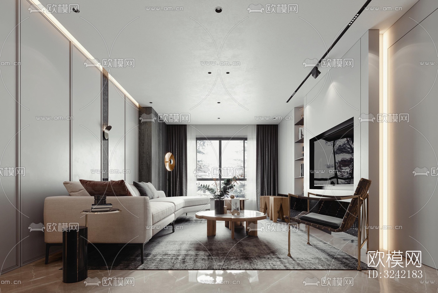 现代客餐厅效果图下载（渲染图4）