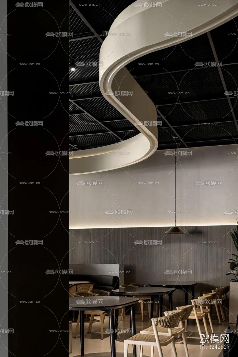 新中式中餐厅效果图下载（渲染图3）