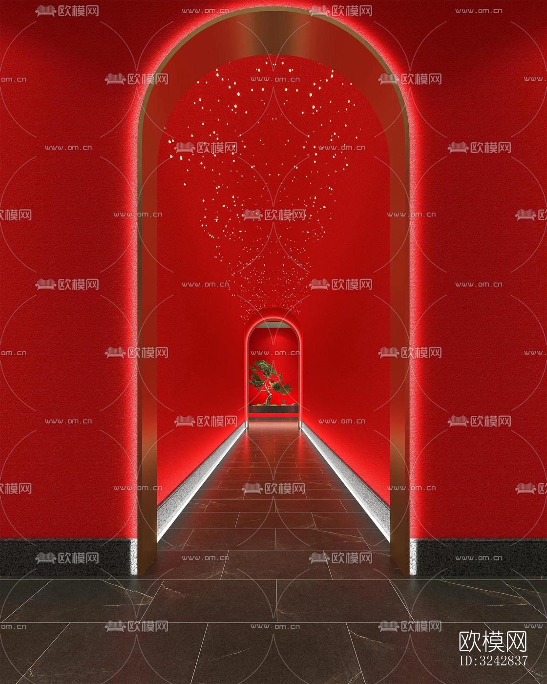 新中式中餐厅效果图下载（渲染图6）