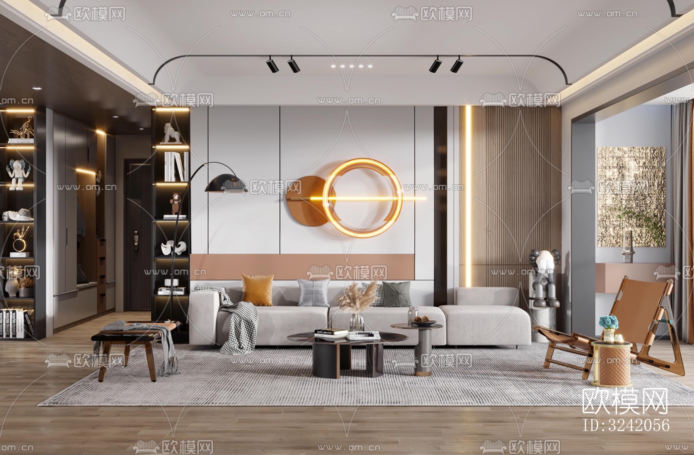 现代客厅效果图下载（渲染图2）