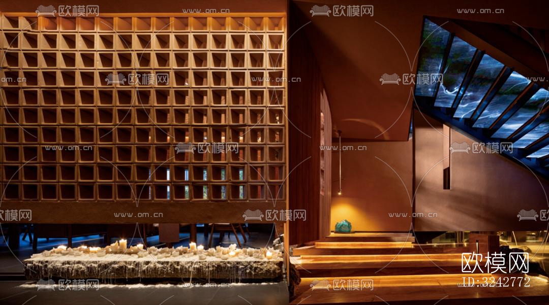新中式中餐厅效果图下载（渲染图5）