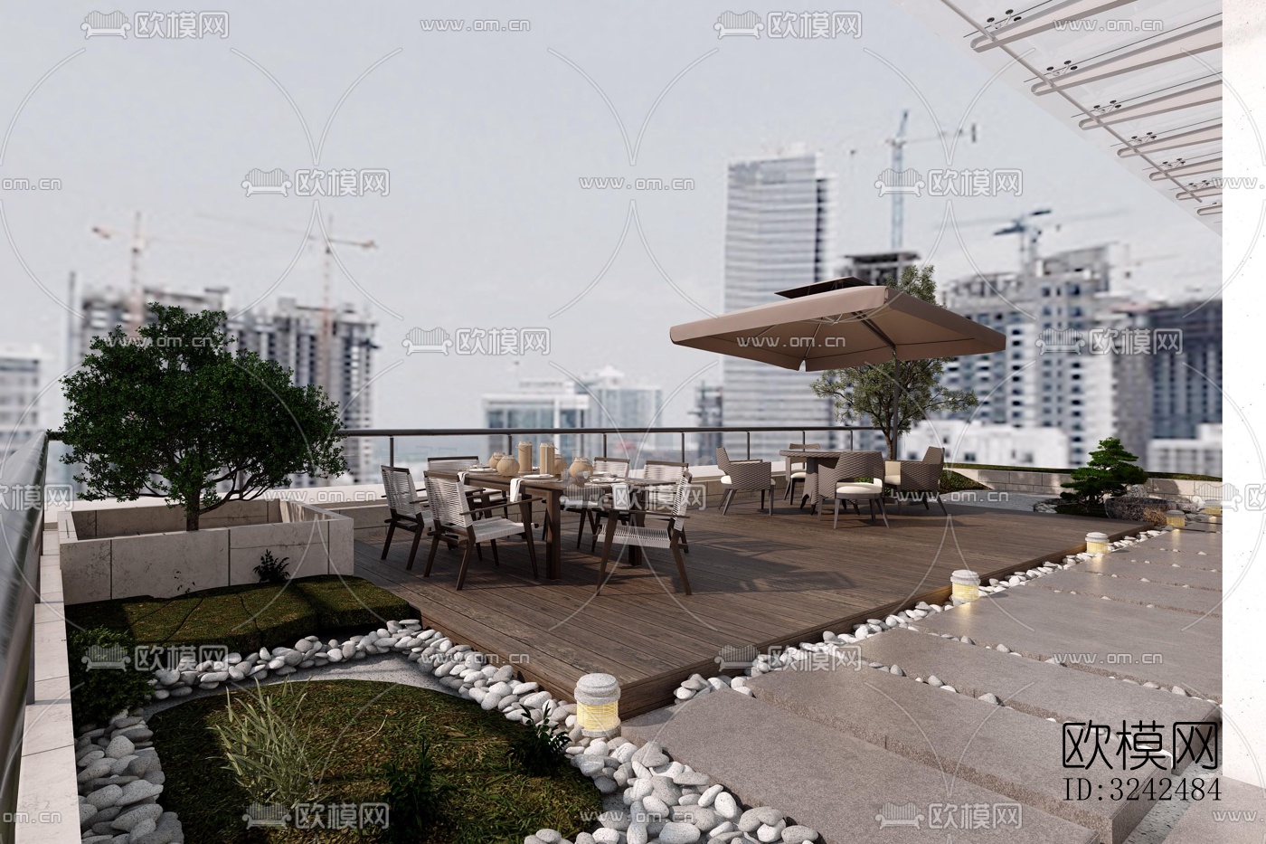 现代阳台花园效果图下载（渲染图1）