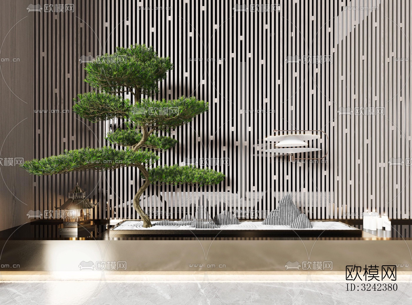 新中式玄关过道效果图下载（渲染图2）