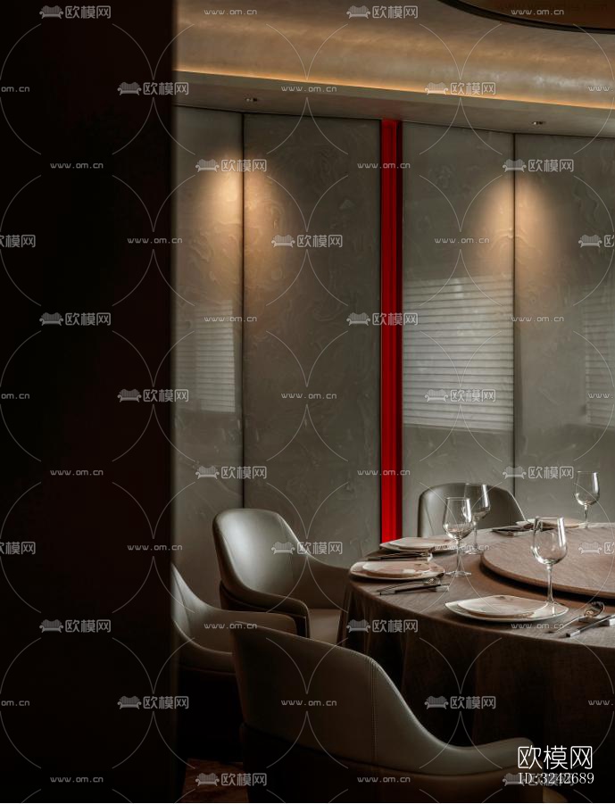 新中式中餐厅效果图下载（渲染图1）