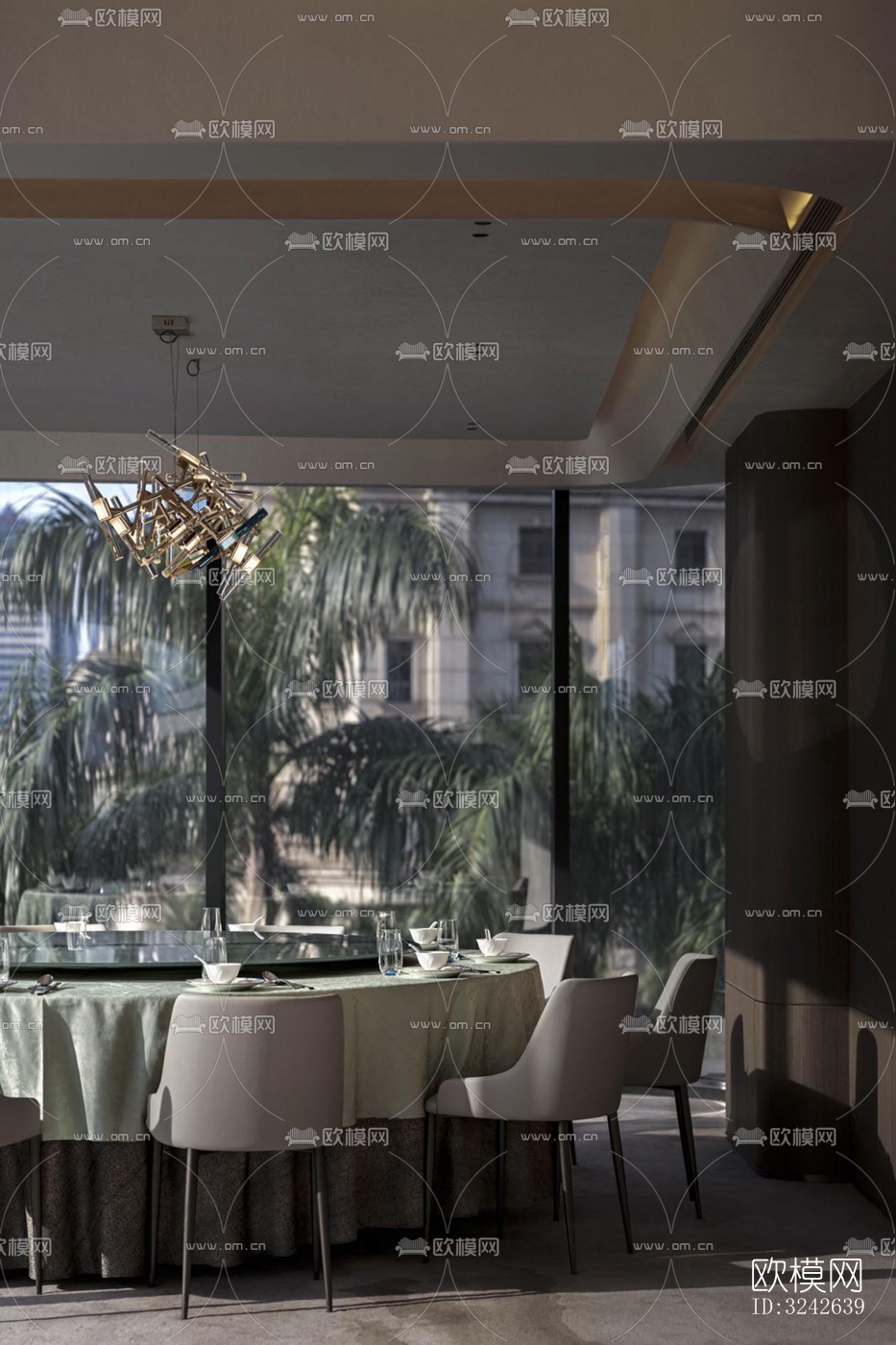 新中式中餐厅效果图下载（渲染图13）