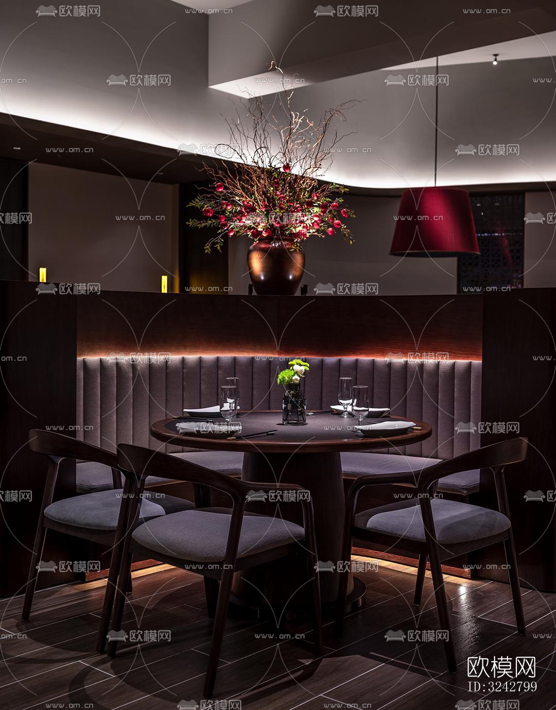 新中式中餐厅效果图下载（渲染图6）