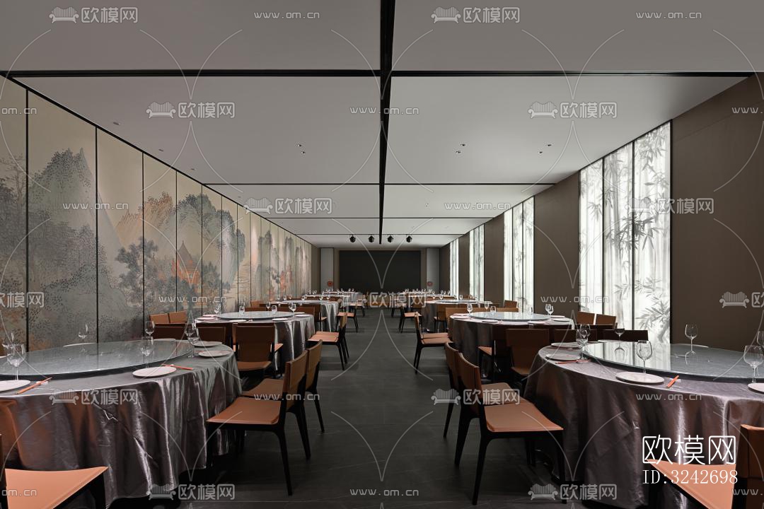 新中式中餐厅效果图下载（渲染图10）