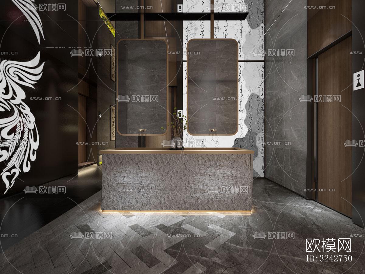 新中式中餐厅效果图下载（渲染图6）