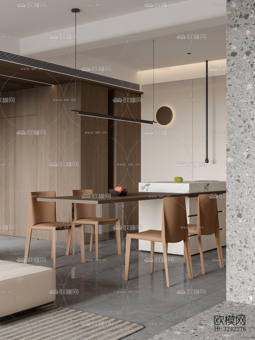 现代客餐厅效果图下载（渲染图4）