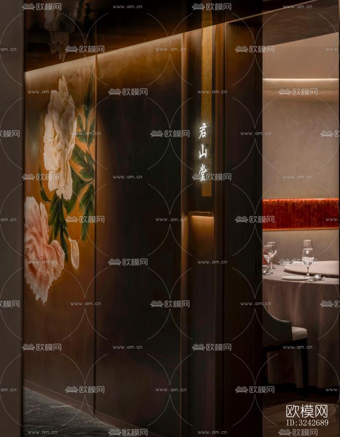 新中式中餐厅效果图下载（渲染图4）