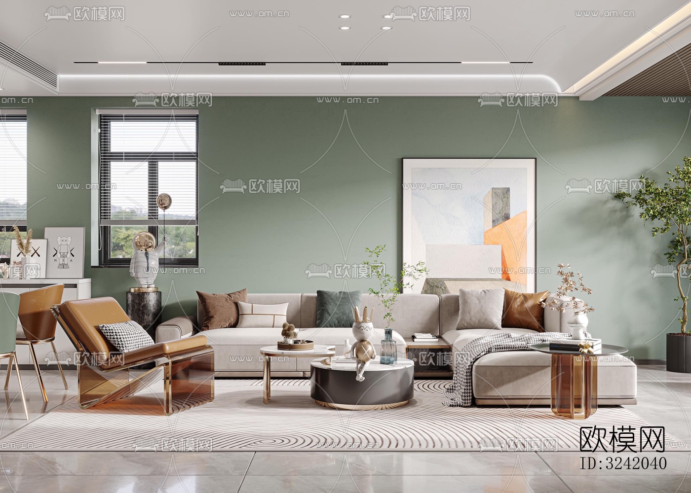 现代客厅效果图下载（渲染图5）