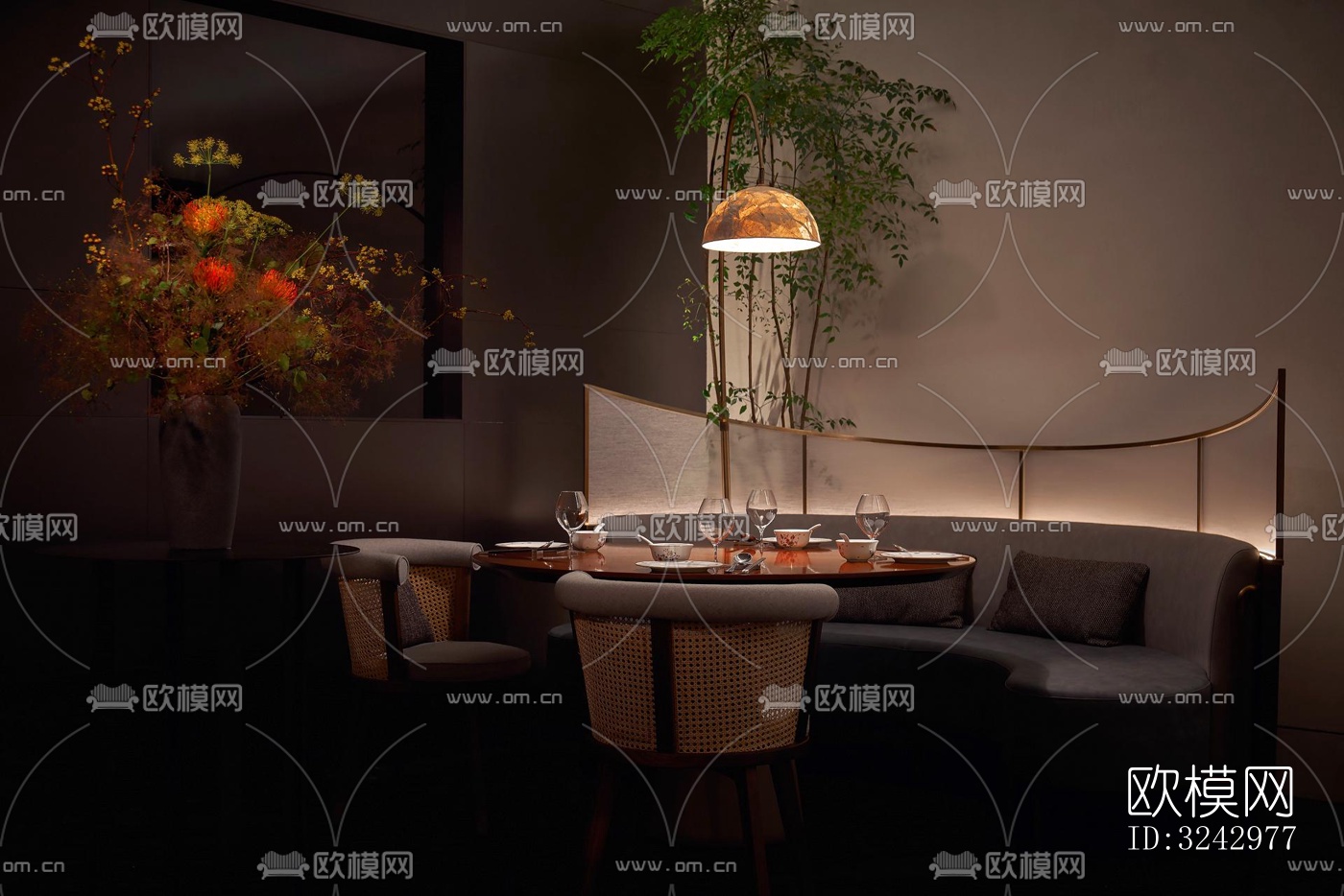 现代中餐厅效果图下载（渲染图17）