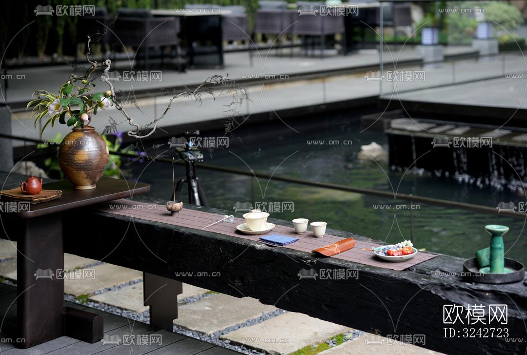 新中式中餐厅效果图下载（渲染图4）