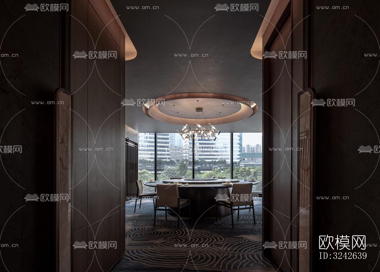 新中式中餐厅效果图下载（渲染图16）