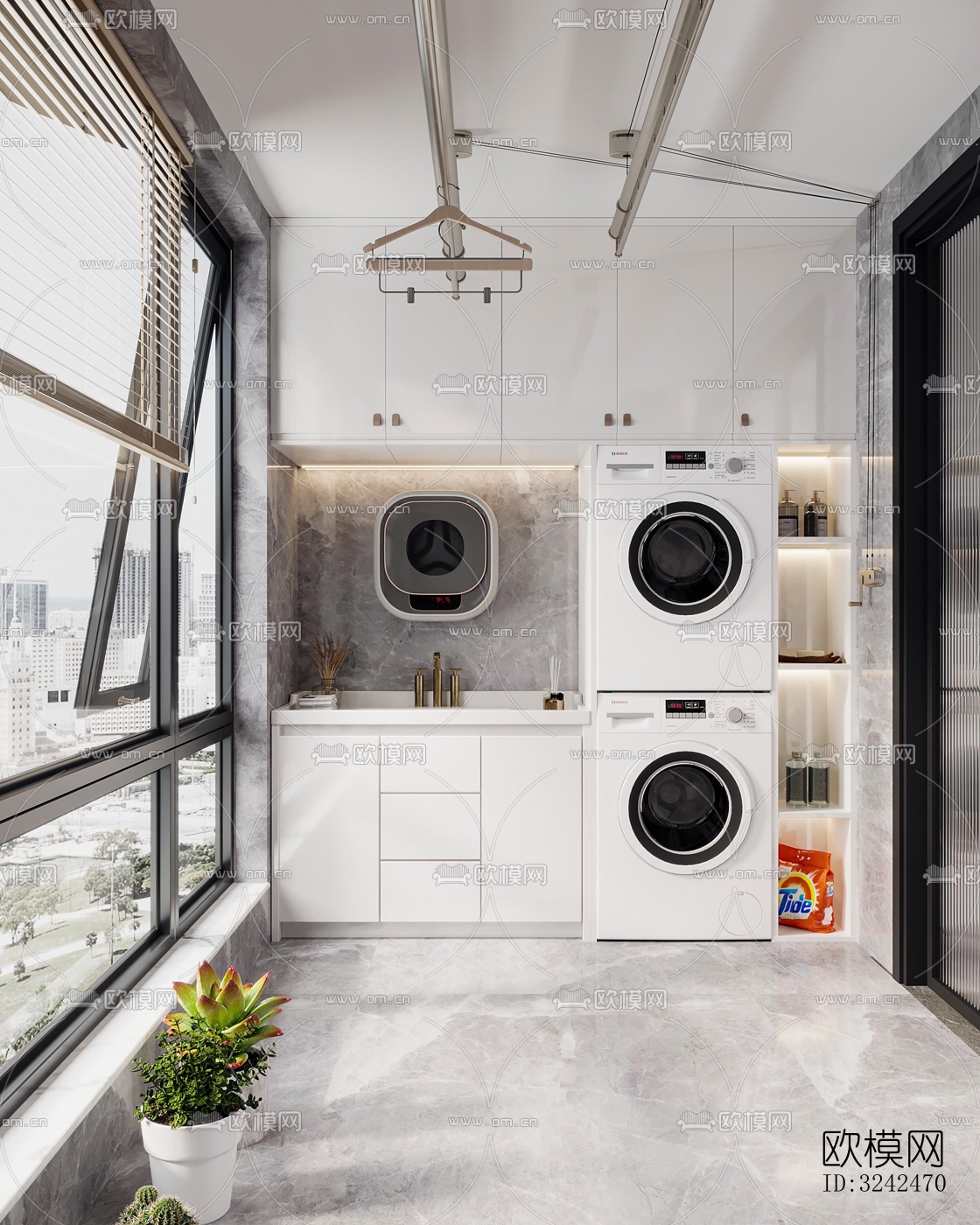 现代阳台花园效果图下载（渲染图4）