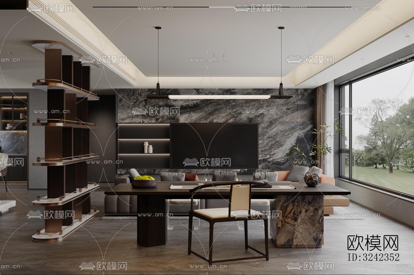 现代客餐厅效果图下载（渲染图8）