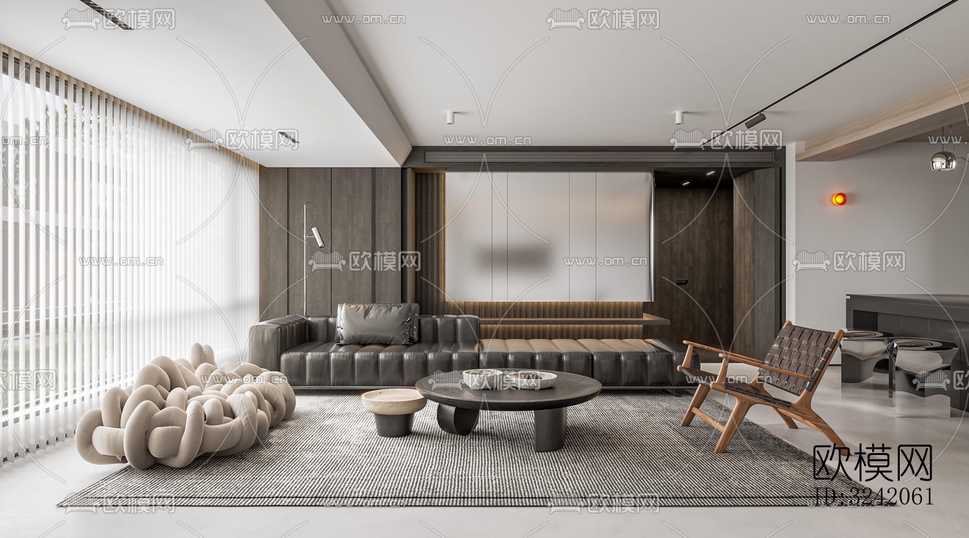 现代客厅效果图下载（渲染图4）