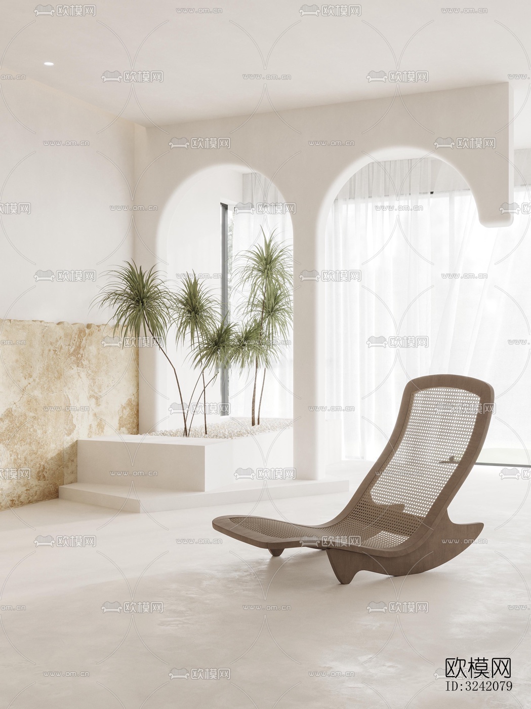 奶油风客餐厅效果图下载（渲染图1）