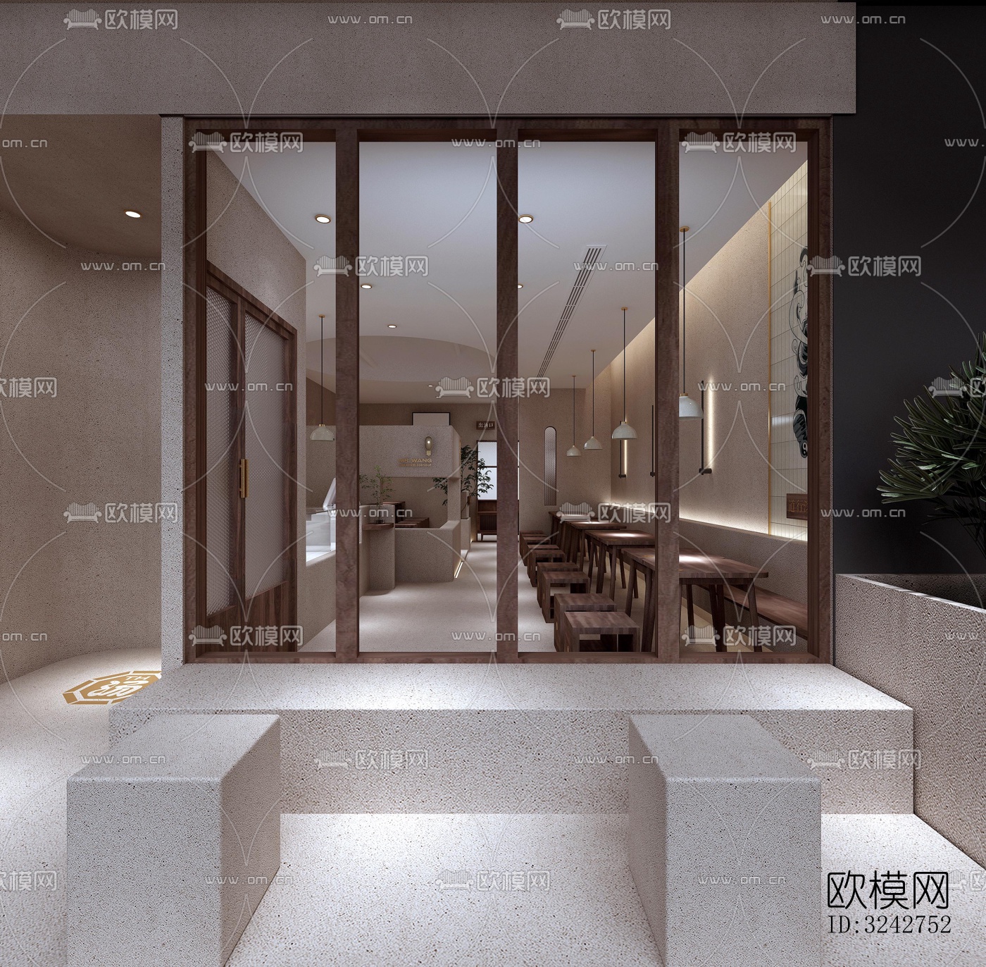 新中式中餐厅效果图下载（渲染图6）