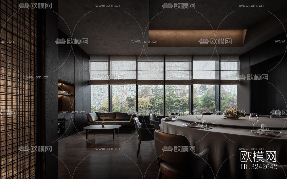 新中式中餐厅效果图下载（渲染图5）